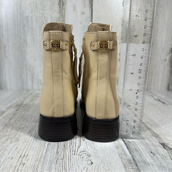 Sam Edelman Women's Thatcher Beige Leather Square Toe Ankle Boots #1076 - Picture 7 of 10
